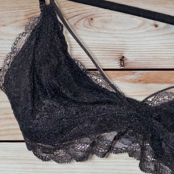 Black lace strappy bralette sexy crop top - Picture 2 of 4